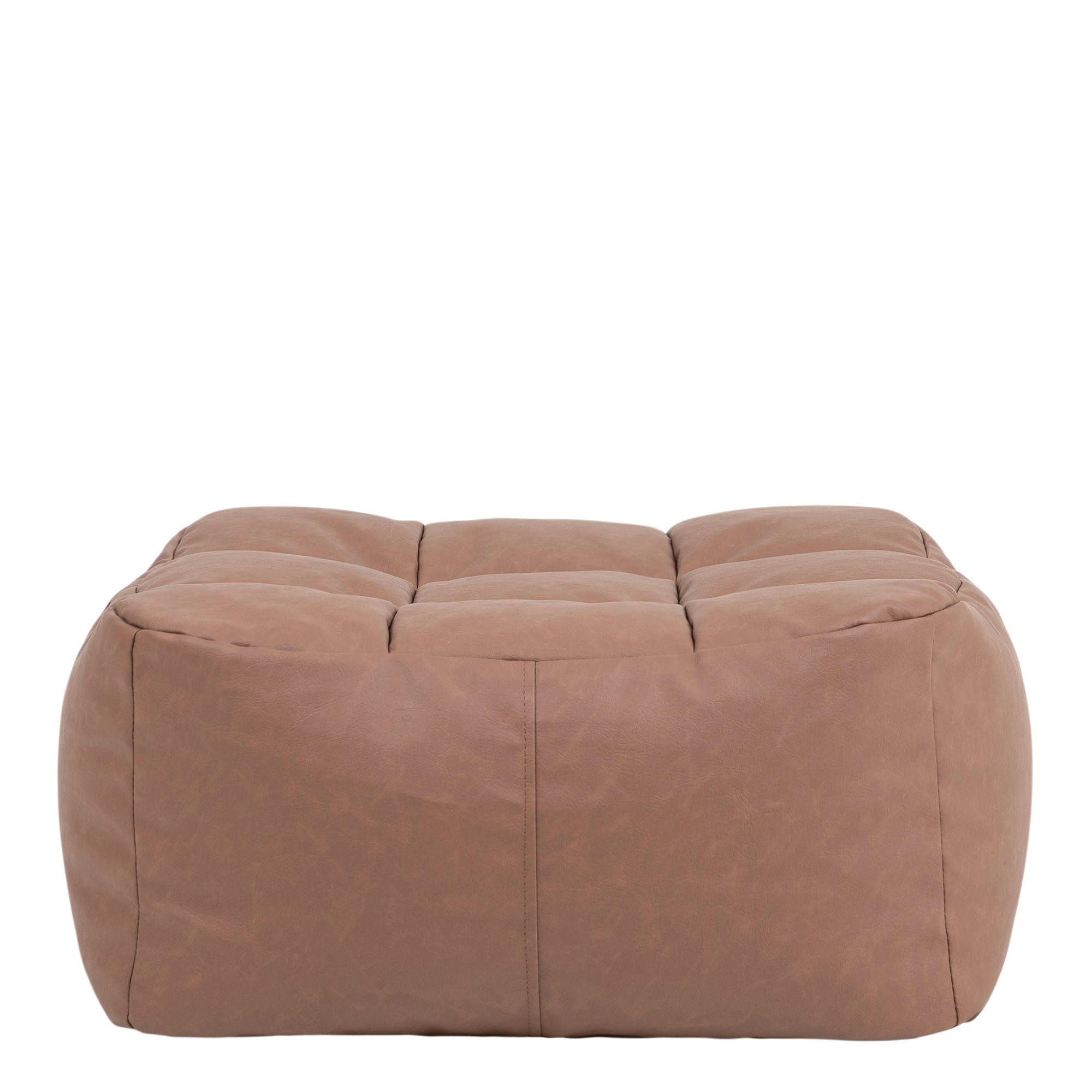 LUCIA - Pouf repose-pieds similicuir marron