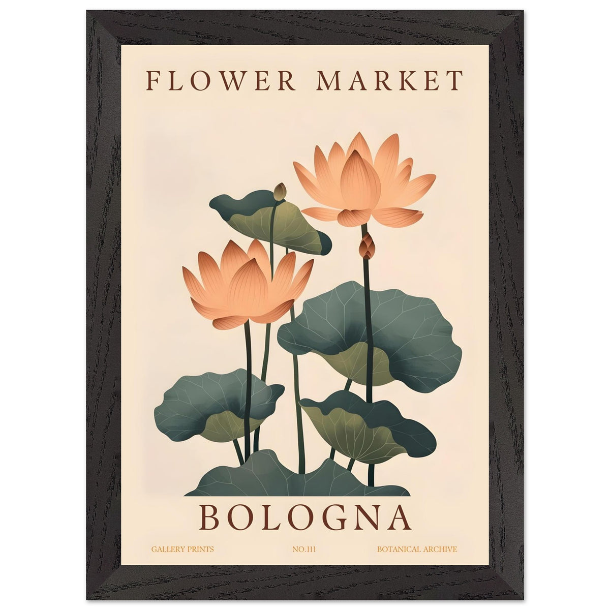 Artfulprints Poster met Lijst Flower market - Bologna  - A4 21x29.7 cm - Meerkleurig