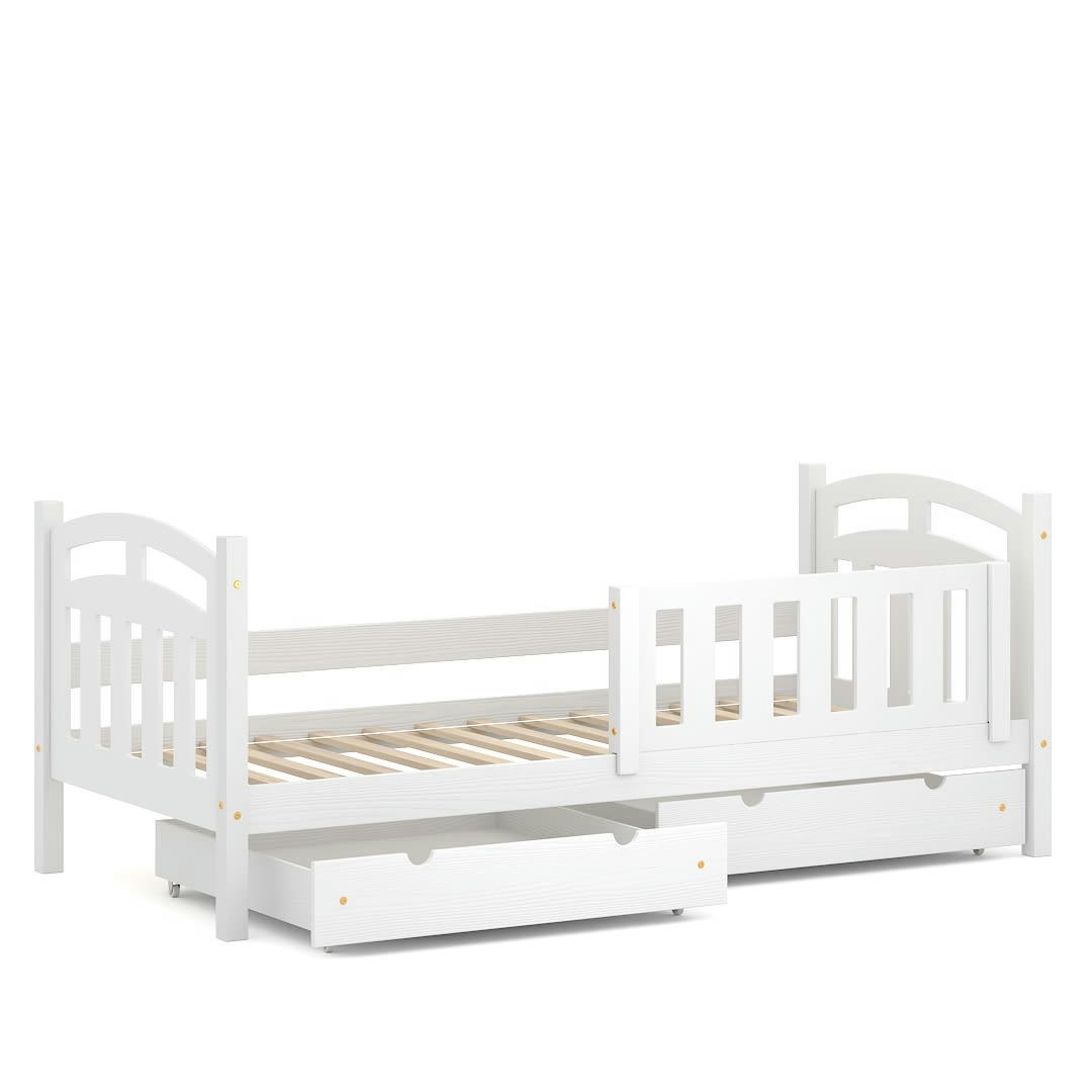 - Lit simple en pin massif&MDF 180x80 blanc