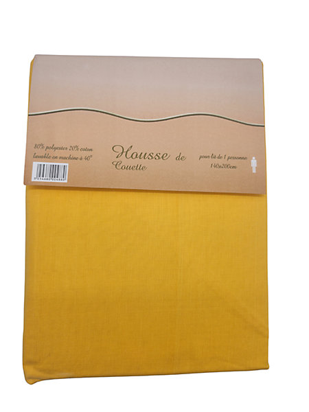 Housse de couette Polycoton Jaune - 1 personne 140 x 200 - 488-9