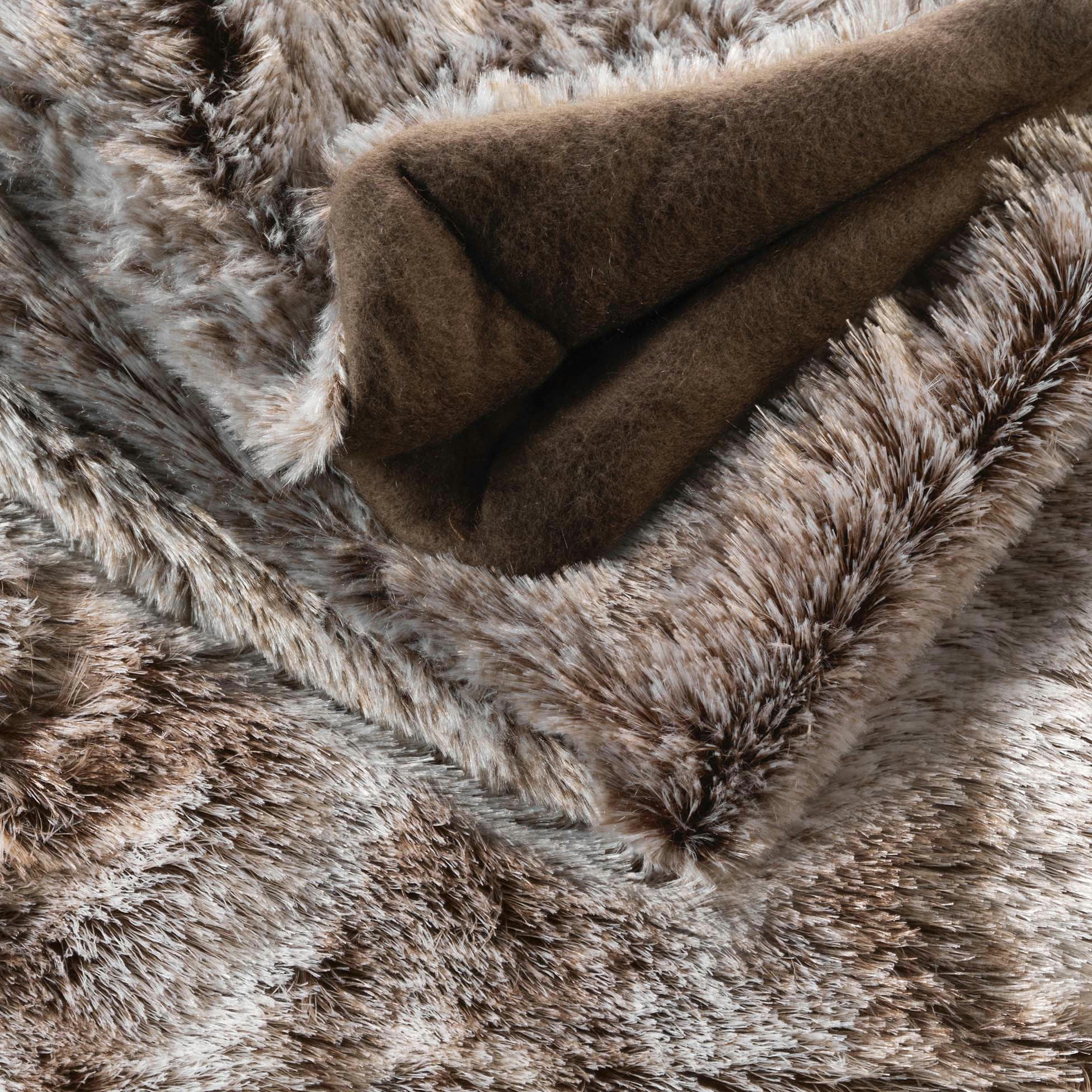 ANTARTIC - Plaid imitation fourrure 125x150cm choco
