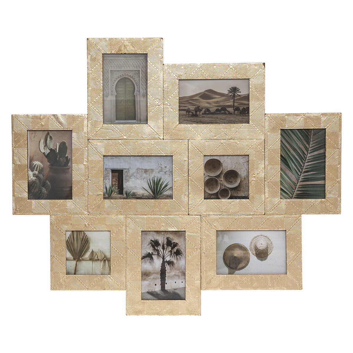 Multimoldura OASIS bege em mdf e metal para 9 fotografias