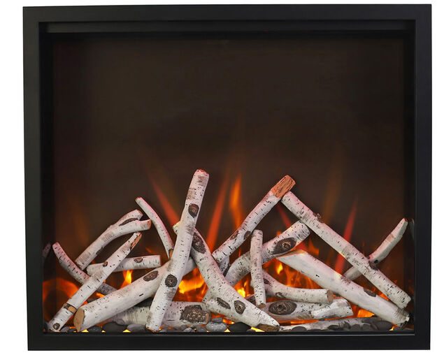 Amantii Smart 48&rdquo; Fireplace &ndash; includes a steel trim, glass inlay, 20 piece log set with remote and cord
