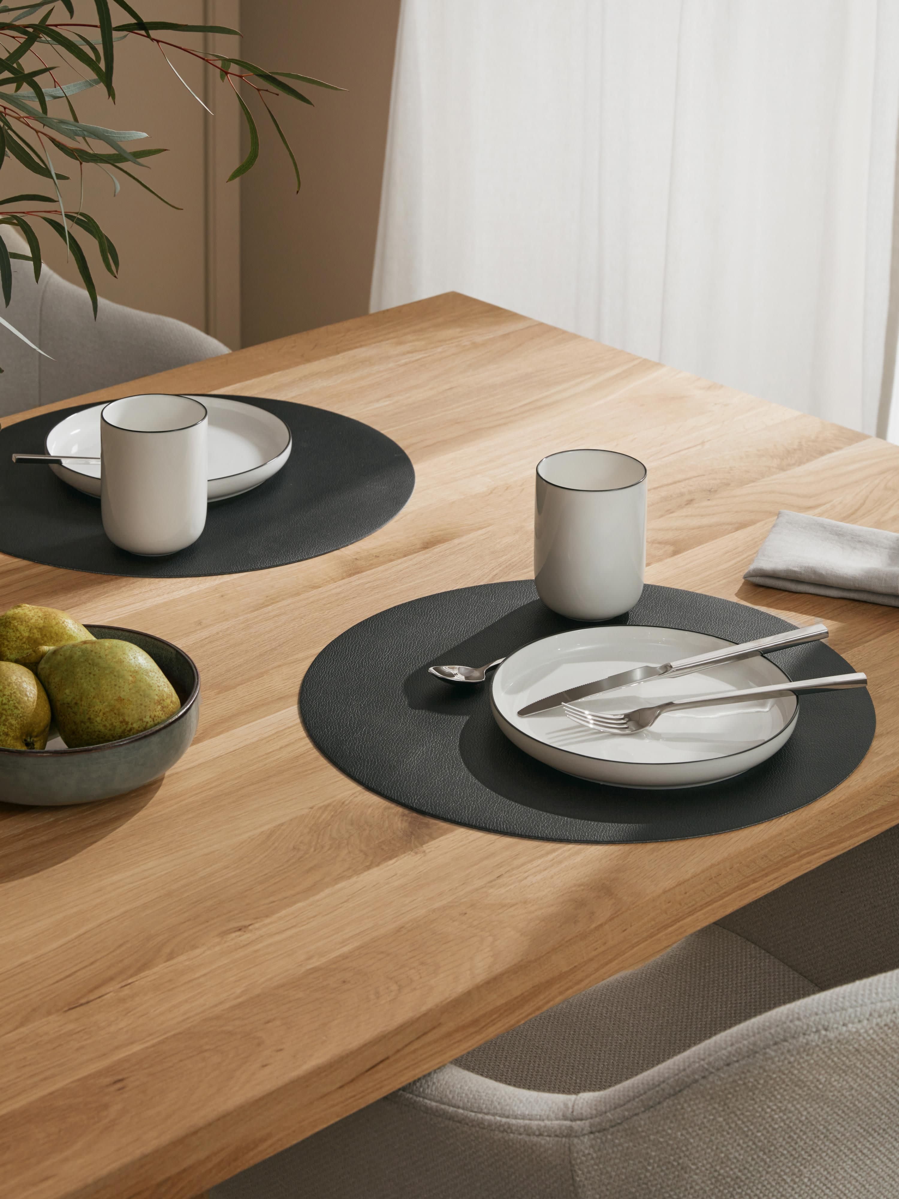 Runde Kunstleder-Tischsets Pik, 2er-Set