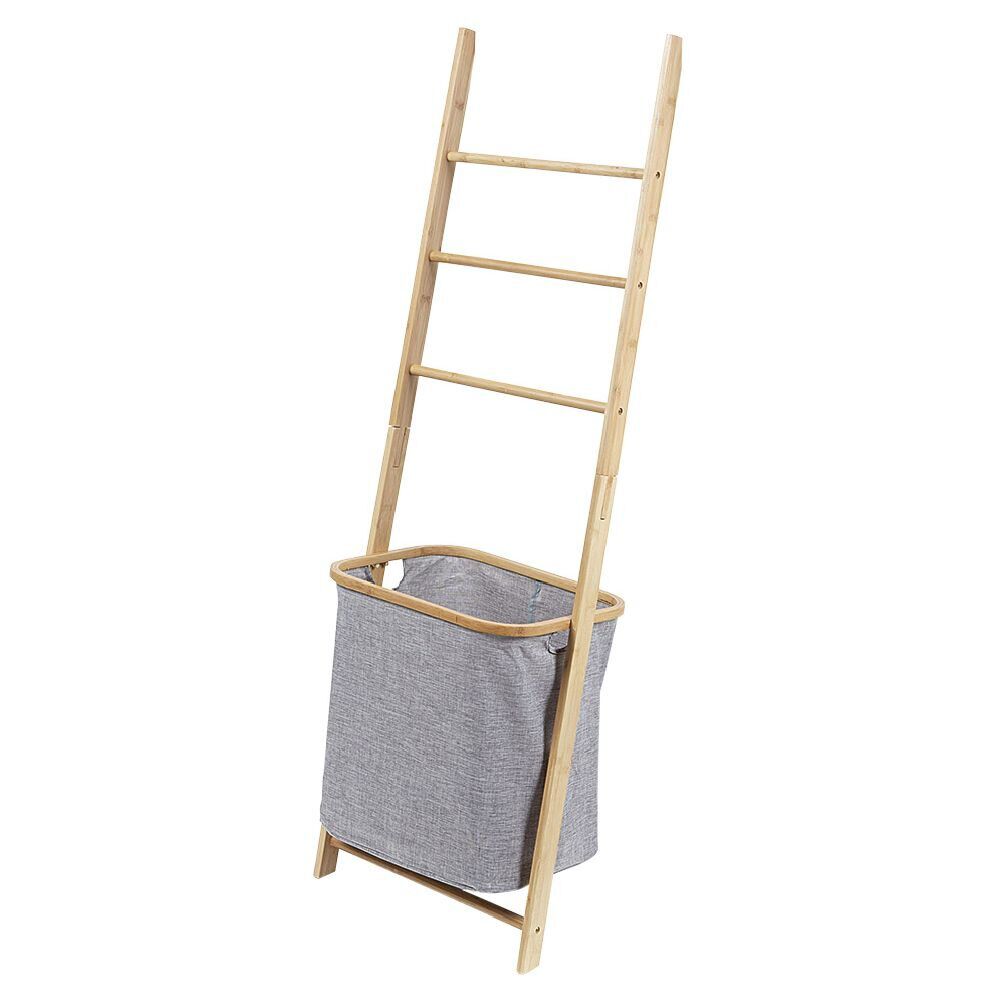 échelle porte-serviettes avec panier à linge