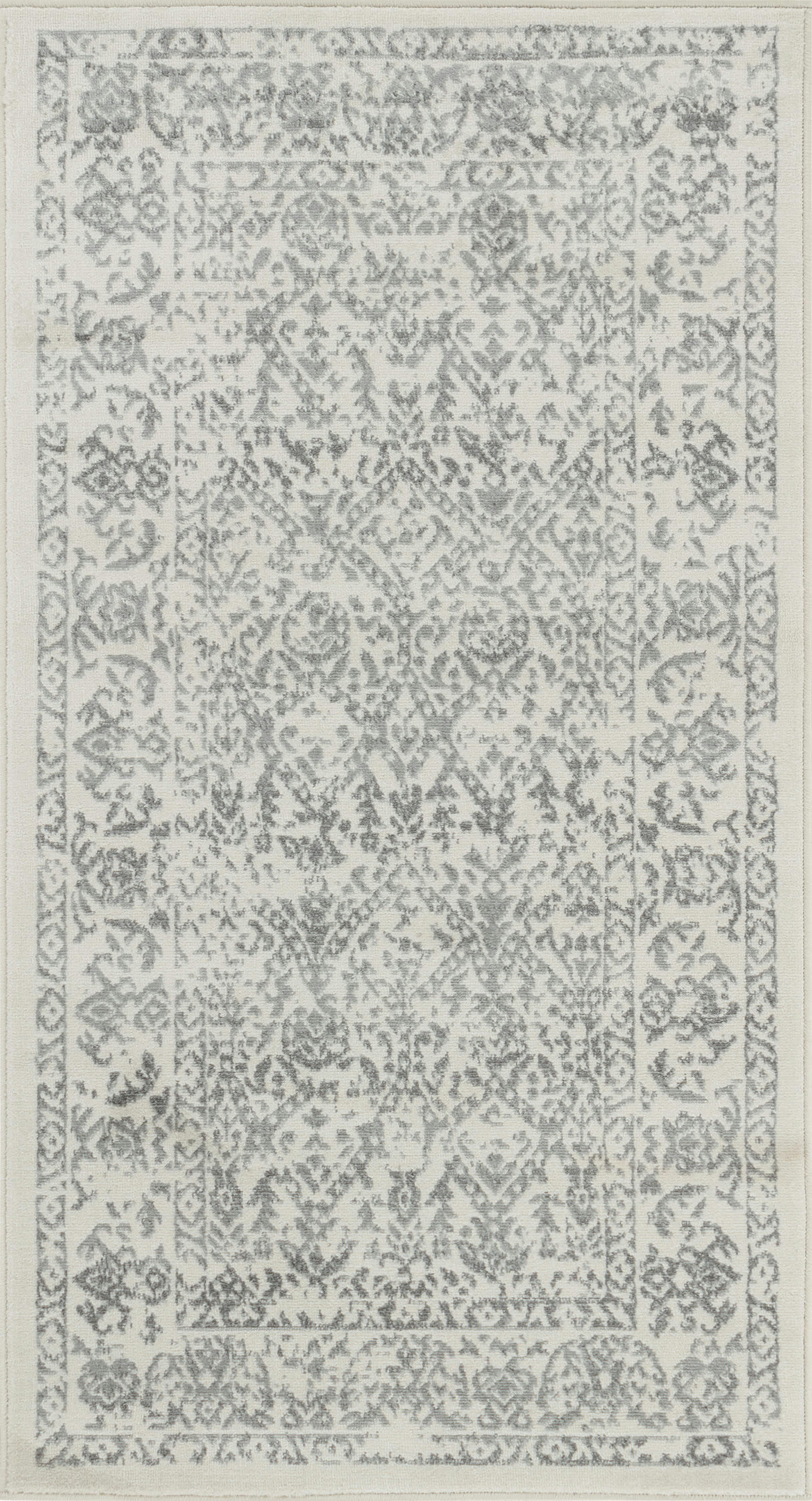 MARGAUX - Tapis de Couloir Vintage Oriental Blanc/Gris 80x150