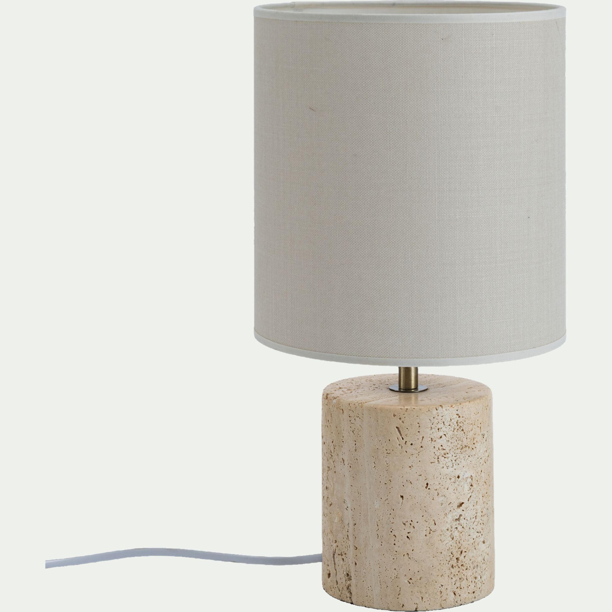 ARTEMIS - Pied de lampe électrifié en travertin D10,5cm - beige