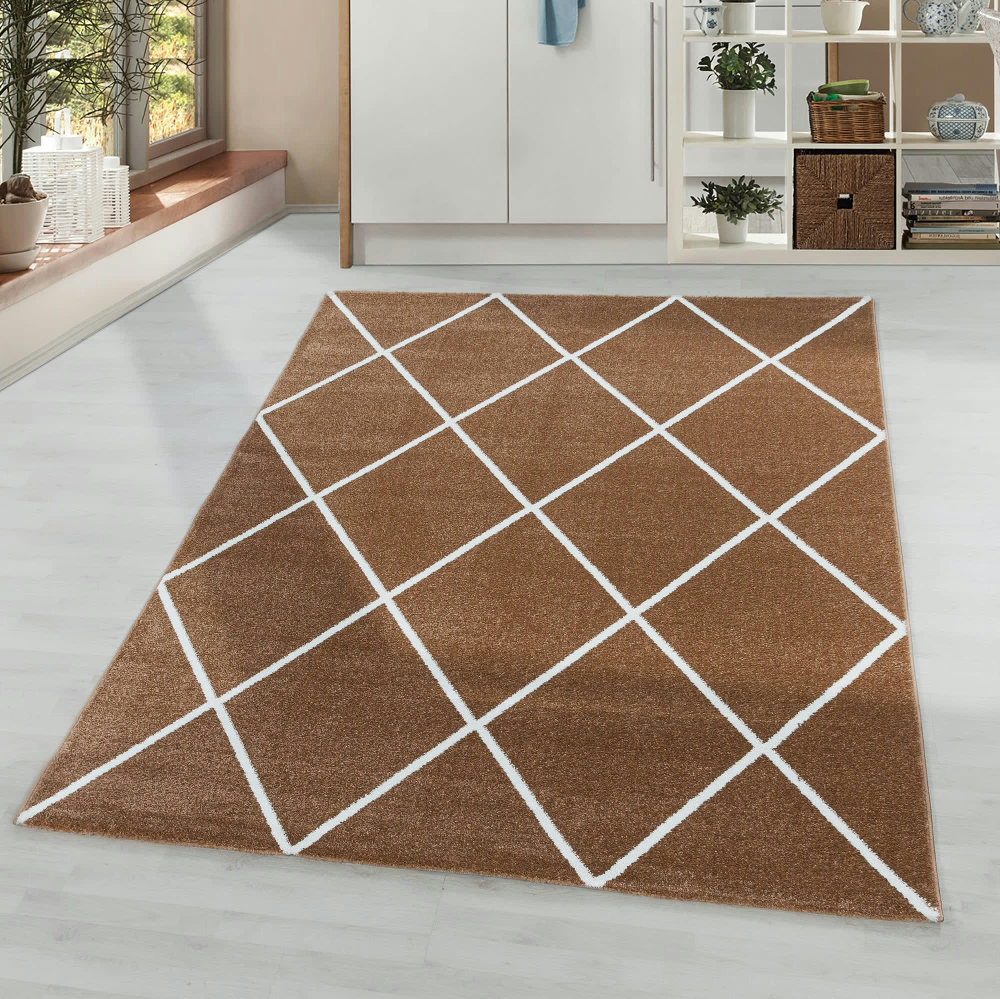 SCANDI - Tapis scandinave coloré camel 120x170cm