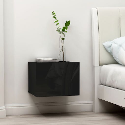 NNEVL Bedside Cabinets 2 pcs High Gloss Black 40x30x30 cm Chipboard