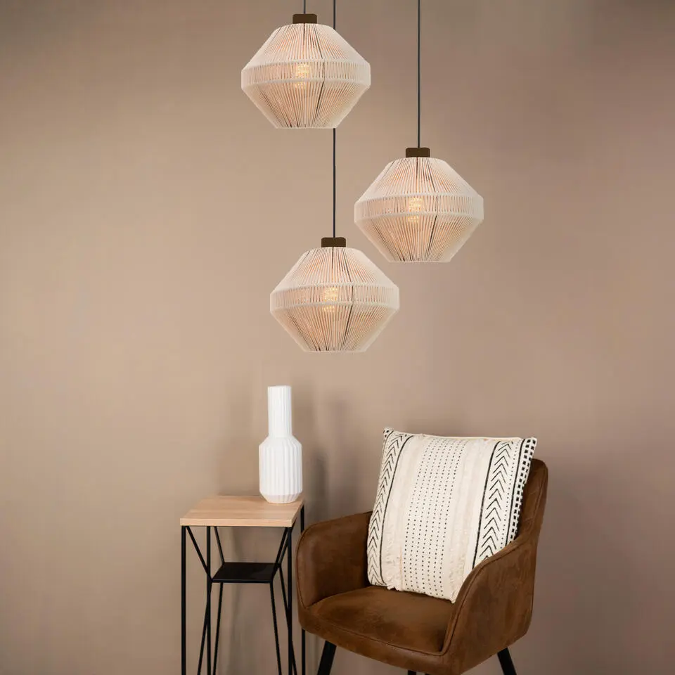EGLO Orimini Hanglamp - E27 - &Oslash; 48 cm - Cr&egrave;me/Brons - Textiel