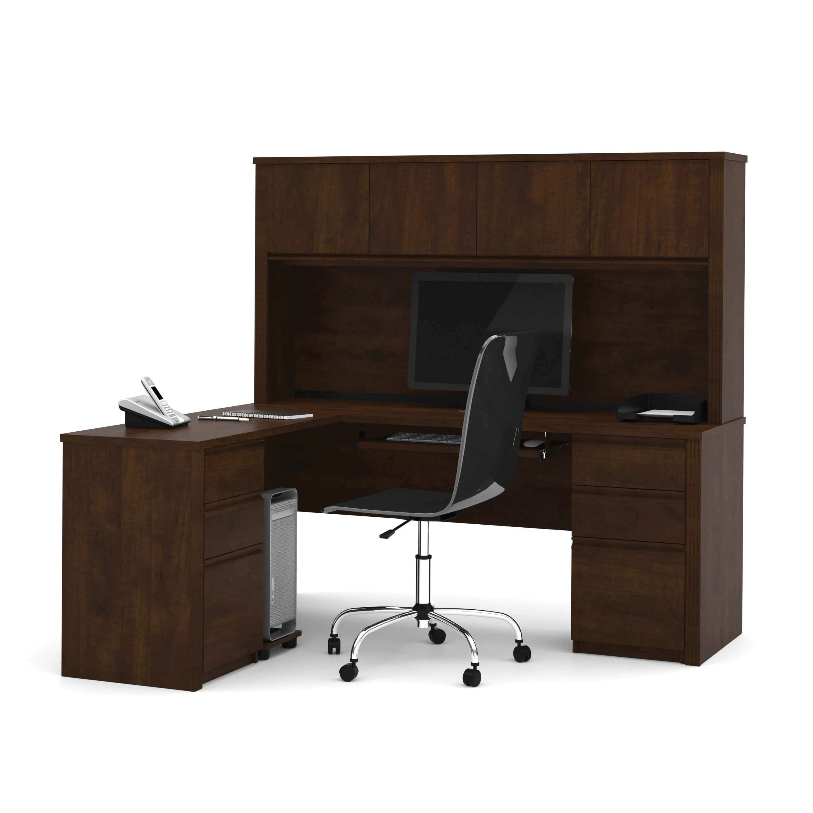 Bestar Prestige Plus L-shaped Desk with Hutch