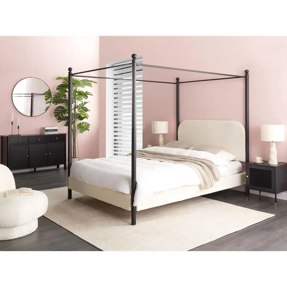 DANNEMOIS - Tweepersoonsbed - Gebroken wit - 140x200 cm - Boucl&eacute;