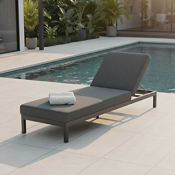 Bain de soleil inclinable en aluminium grisOviala