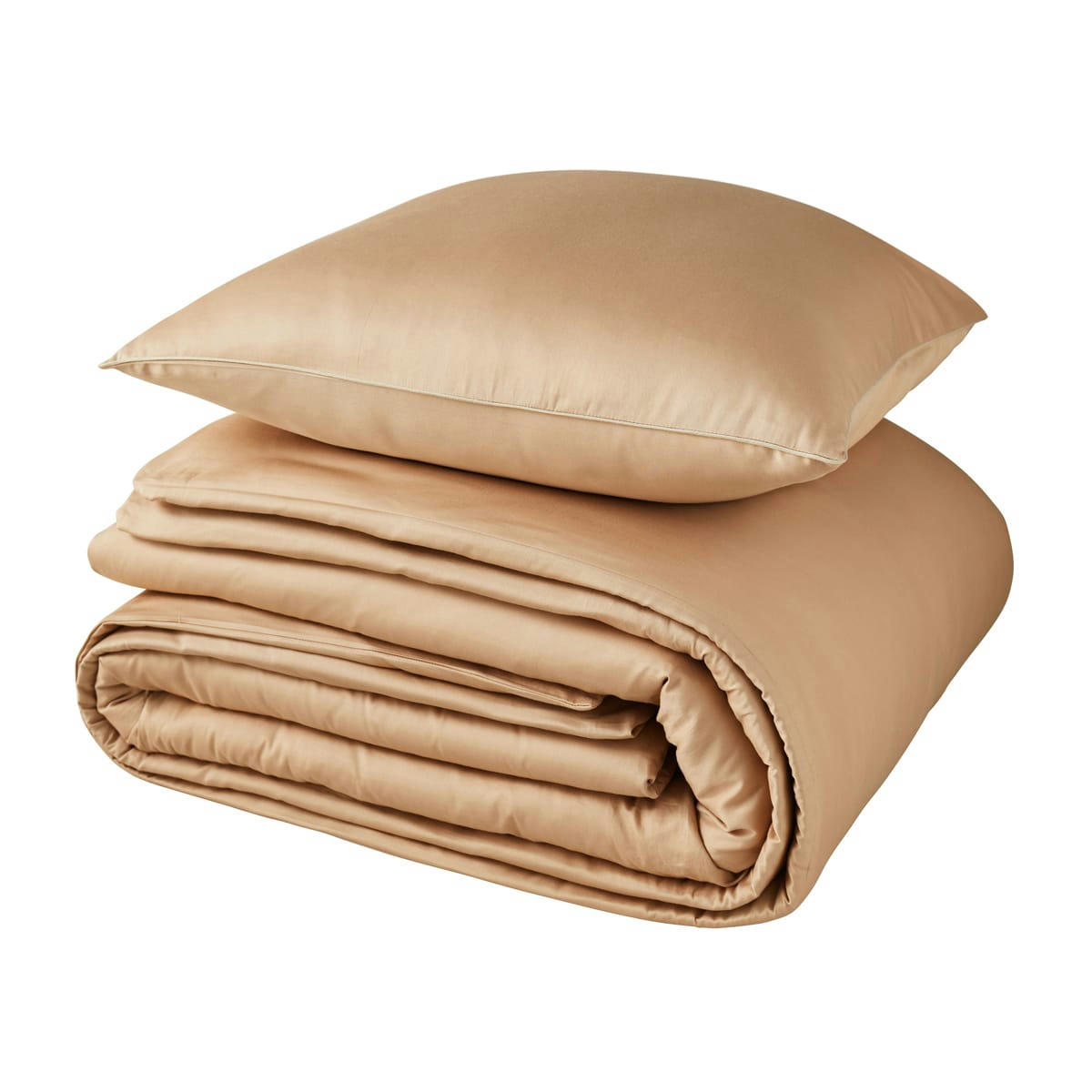 HEURE DOREE - Parure de lit unie en satin de coton beige 240x220