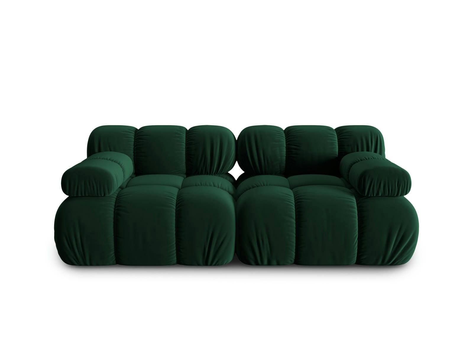 BELLIS - Canapé modulable 2 places en tissu velours vert bouteille