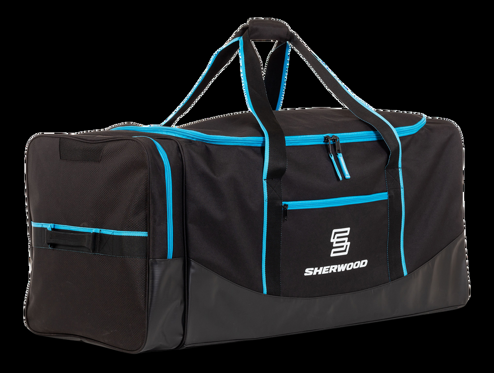 Sherwood Hockey Bag with End Pocket, Carry, Senior, Black/Blue, 38-in