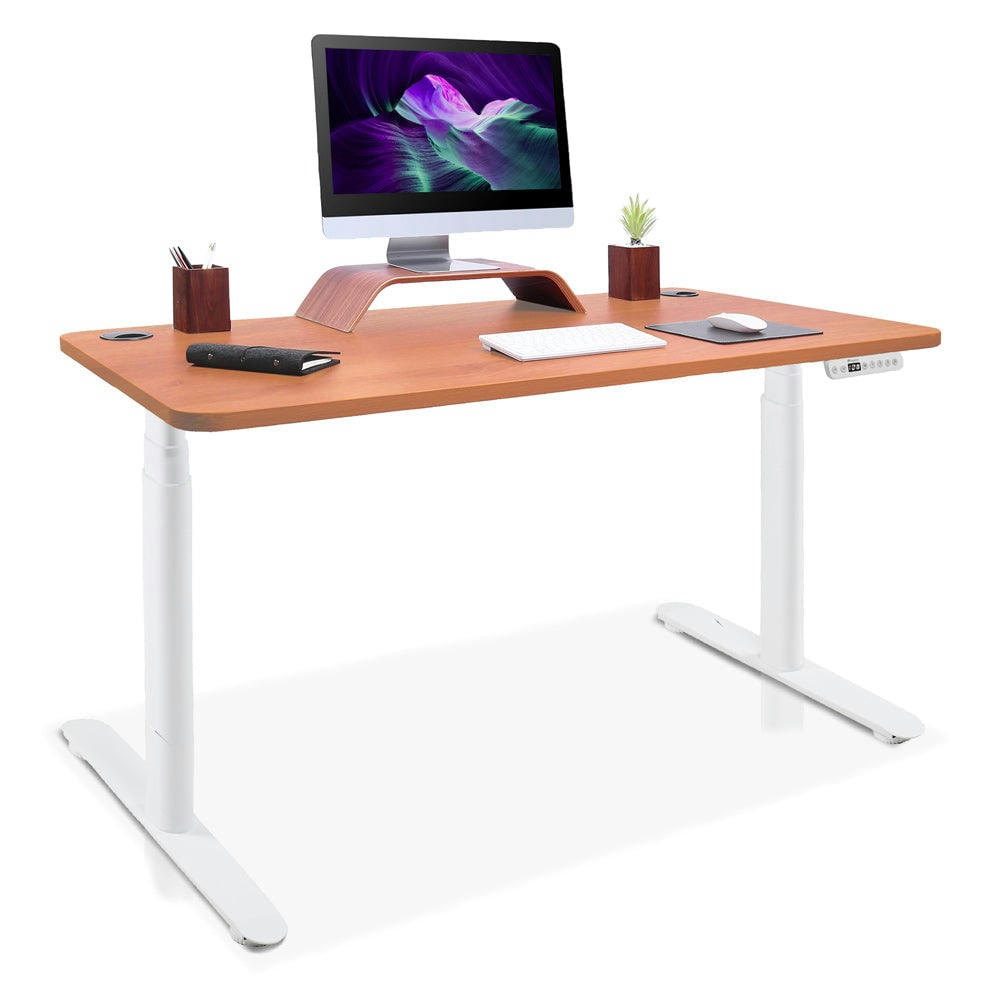 DYNAMIC CIRCLE - Bureau assis debout effet bois naturel 140x70