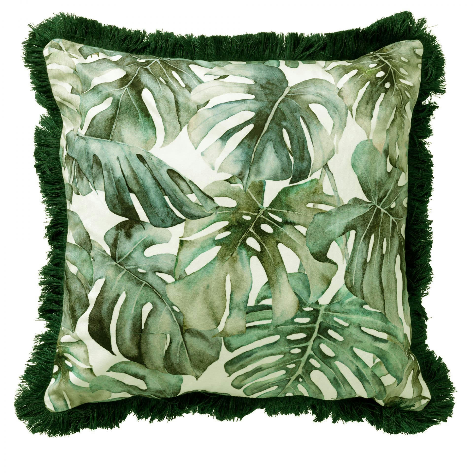 - Housse de coussin vert en velours-45x45 cm avec motif fleuri