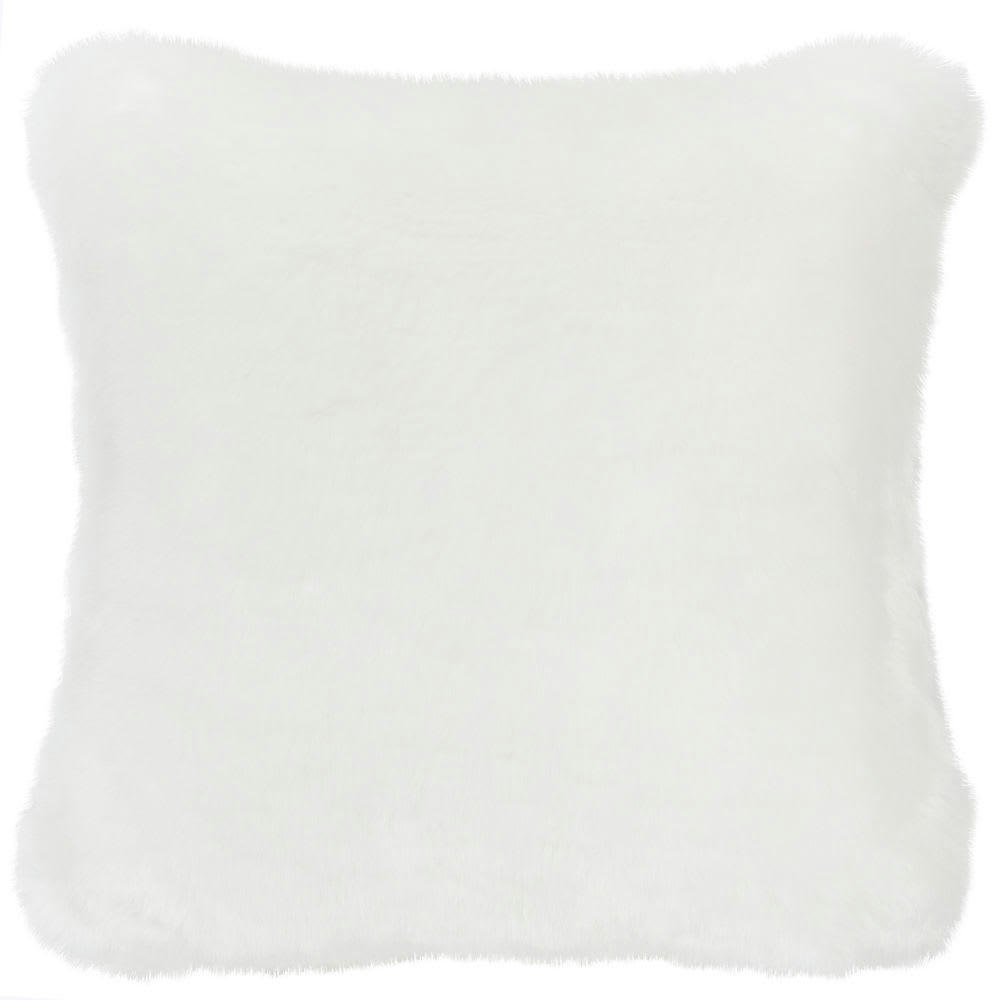 SNOWDON - Coussin imitation fourrure blanche 45x45