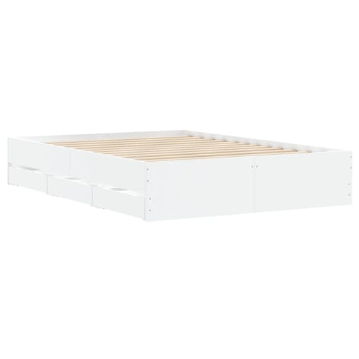 NNEVL Bed Frame with Drawers White 135x190 cm Engineered Wood