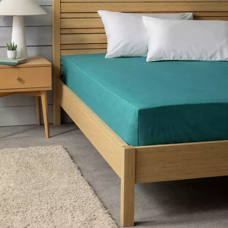 Habitat Texture Printed Teal Fitted Sheet - Single