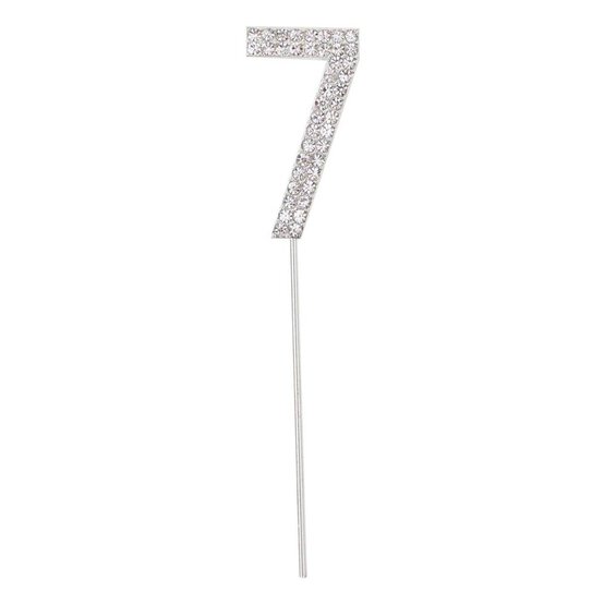Silver Diamante Number 7 Cake Pick