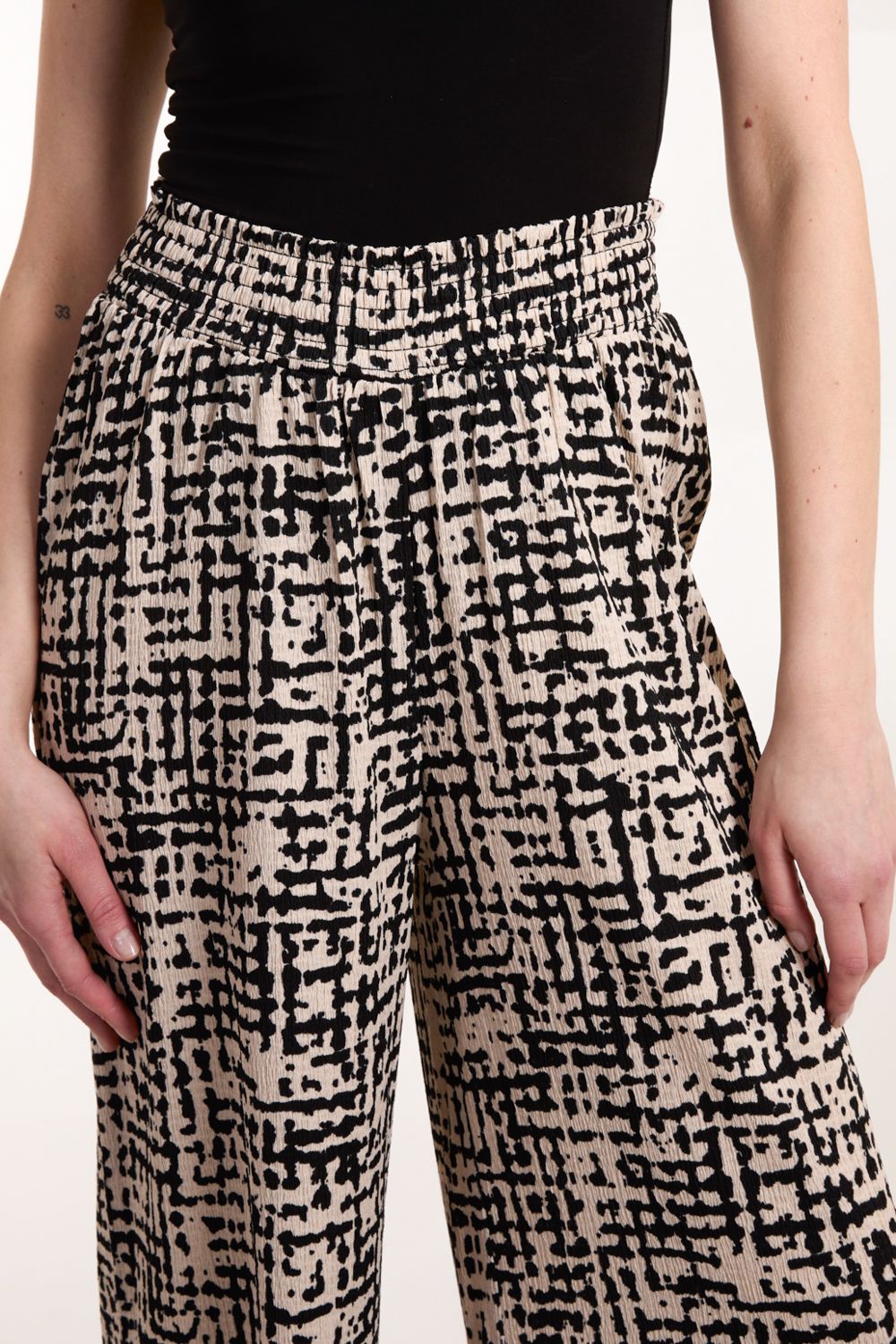 Blue Vanilla Shirred Waistband Wide Leg Trouser