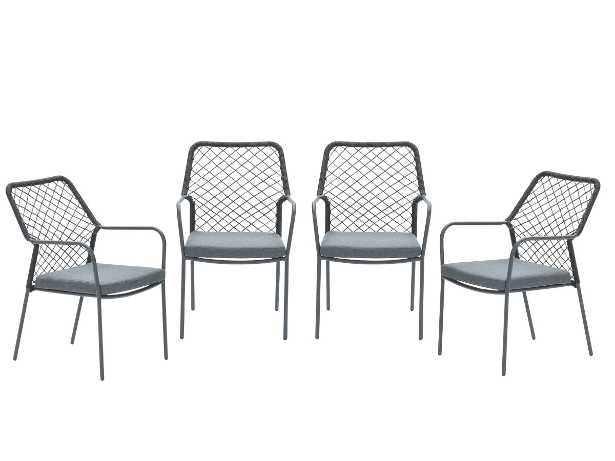 Garden Impressions Dido tuinstoelen set van 4 zwart rope