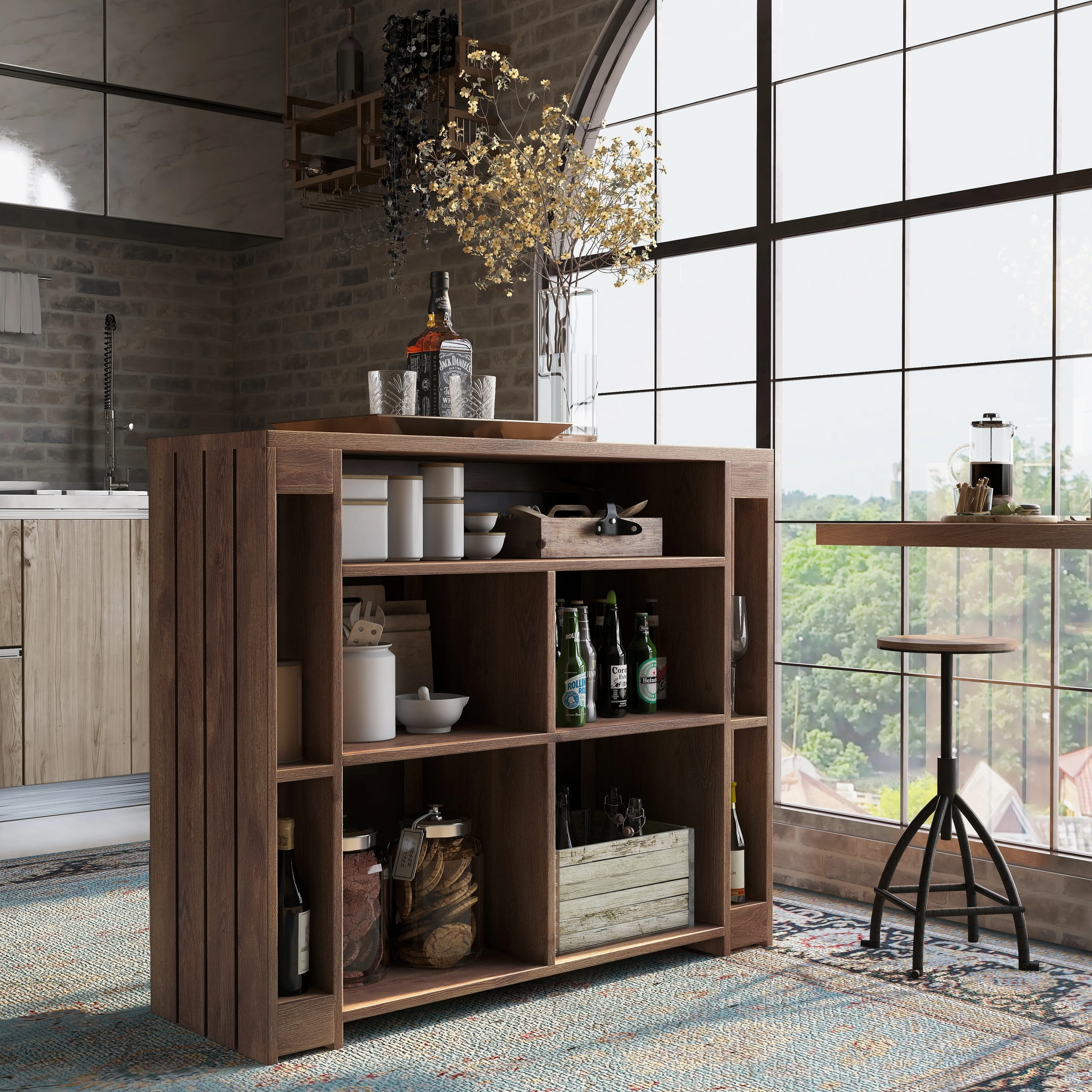 Zone Rustic Walnut 47-inch Multi-Storage Bar Dining Table by Furniture of America