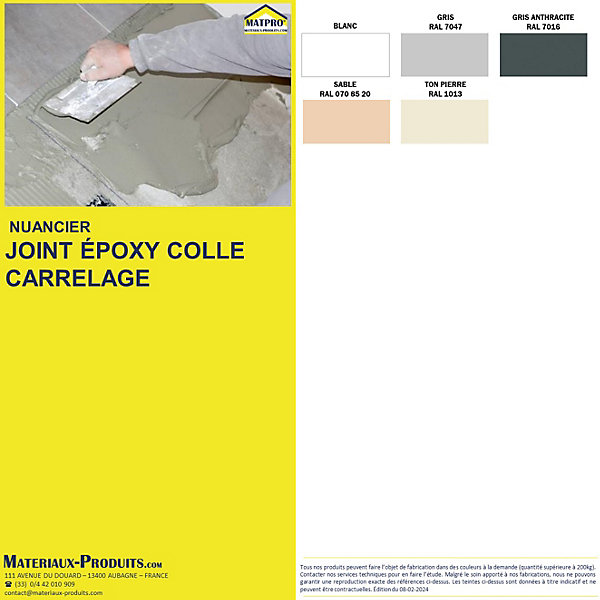 Joint epoxy colle carrelage Kit de 1 Kg Blanc - JOINT10 - MATPRO