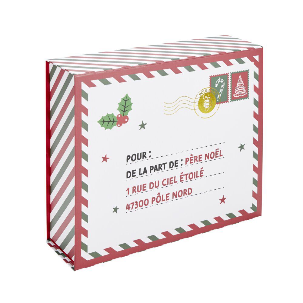 BoÎte cadeau No&euml;l pliable fermeture magnétique "De la part de" 30x35cm