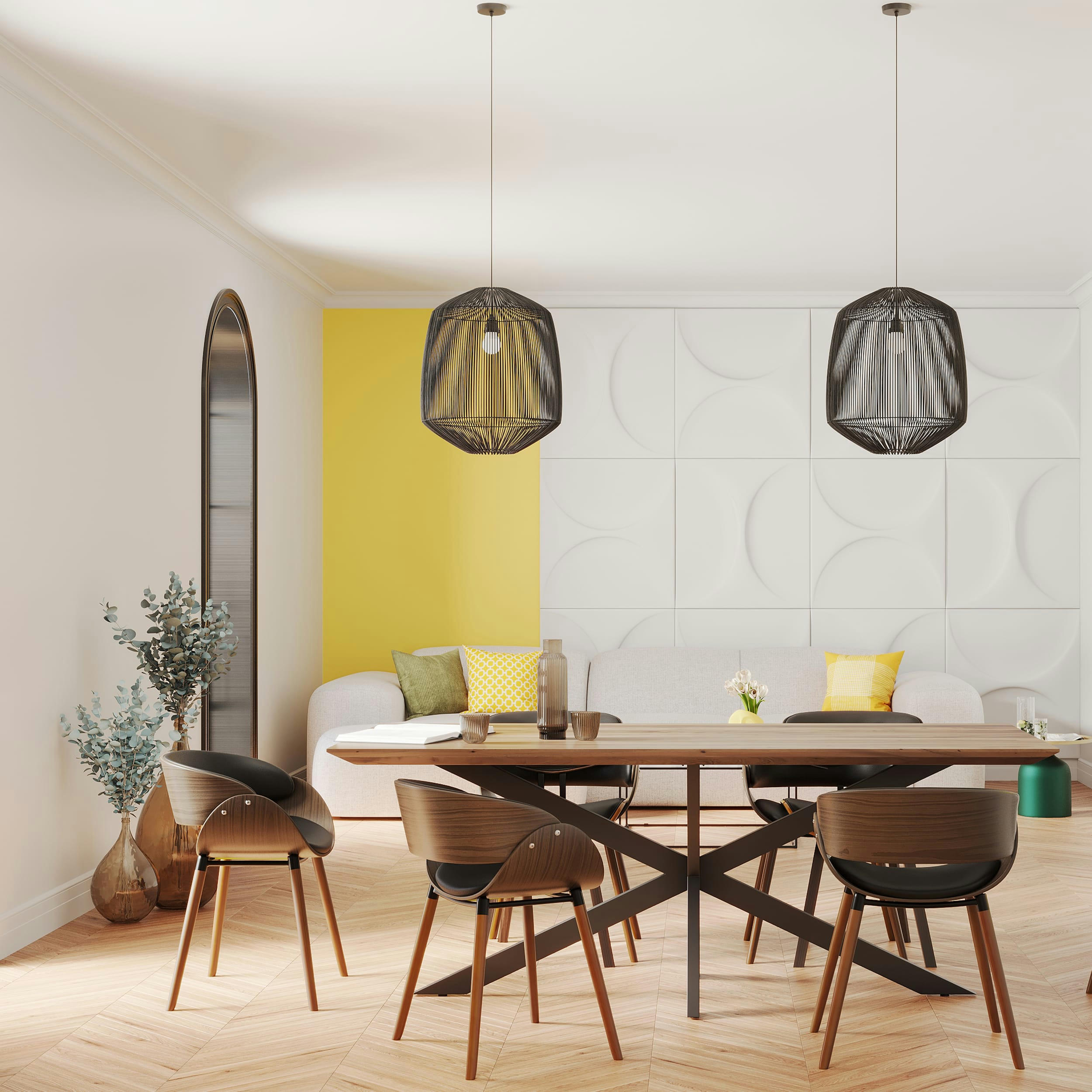 POLO - Chaise en cuir synthétique noir et bois plaqué noyer