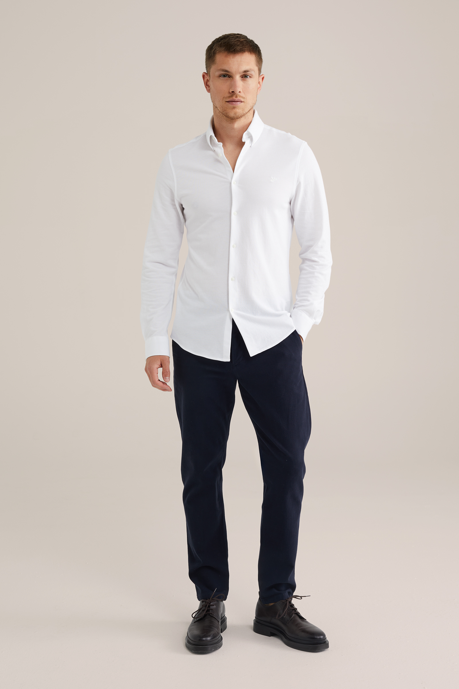 Heren tall fit overhemd van piqu&eacute;jersey