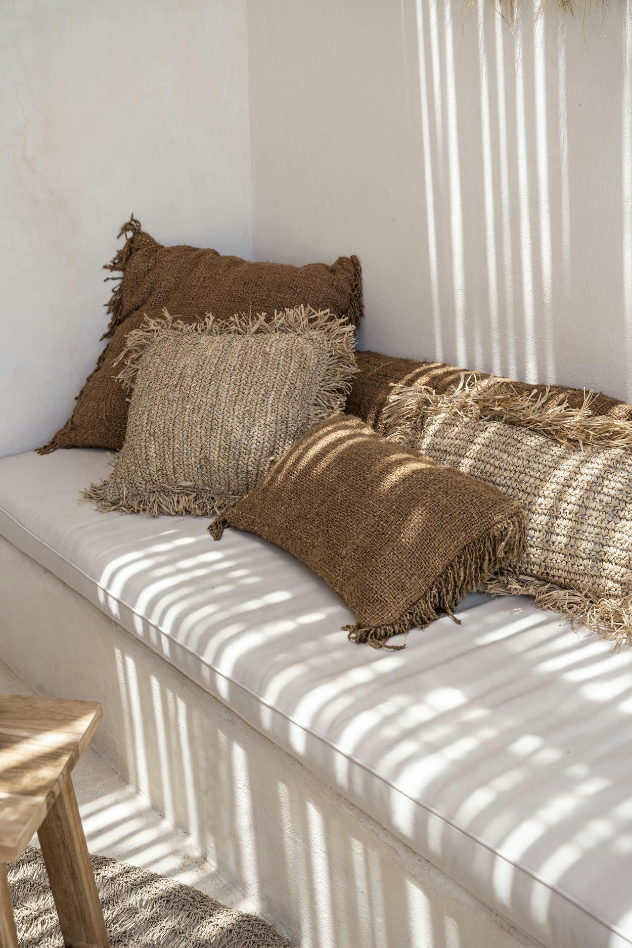 RAFFIA - Coussin en raphia naturel 40x40