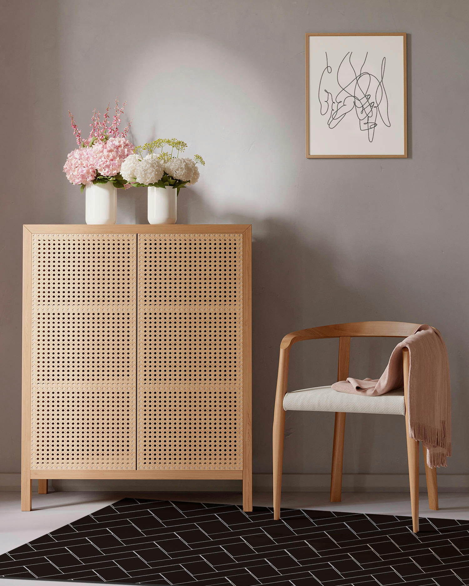 ALFOMBRAS MINIMALISTAS 2 - Tapis vinyle mosaïque de briques noires 160x230cm