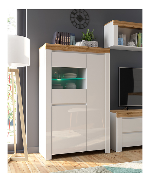 Witryna Holten 98 cm z 3 drzwiami biały połysk