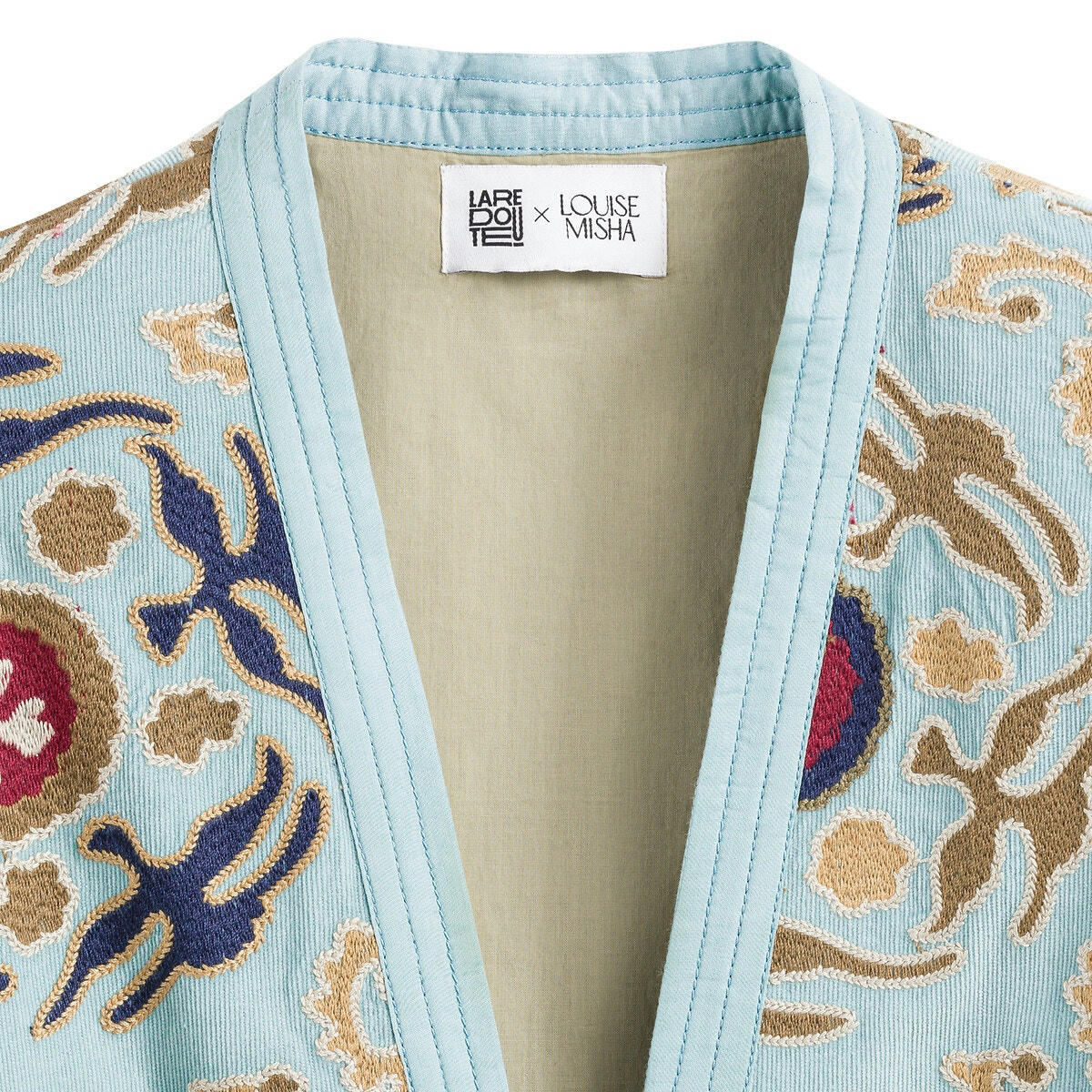 Veste kimono en velours brodé