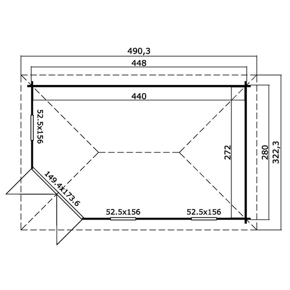 Blockbohlenhaus »Edinburgh«, BxHxT: 490, 3 x 246, 24 x 322, 3 cm (Außenmaß inkl. Dachüberstand)