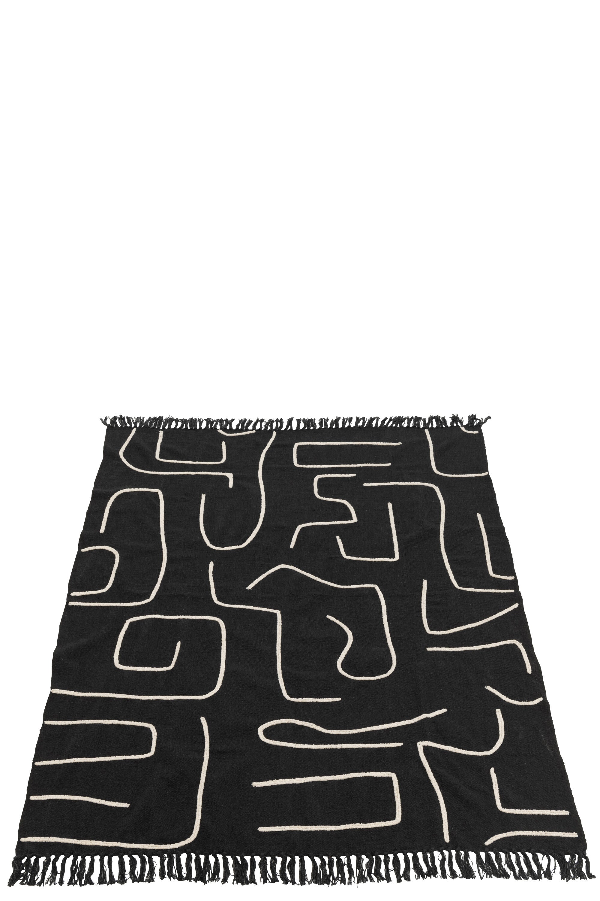 J-Line plaid Strepen/Bogen - katoen - zwart/wit - 180 x 130 cm