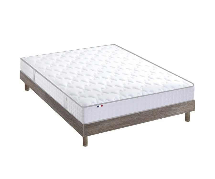 ENSEMBLE KIT ZENITH - Ensemble Matelas Mémoire de forme + Sommier Kit Chêne gris 140x190
