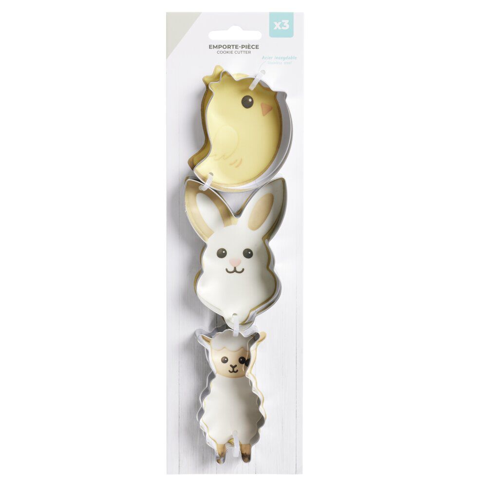 Emporte-pièces x3 spécial Pâques acier inoxydable L13cm