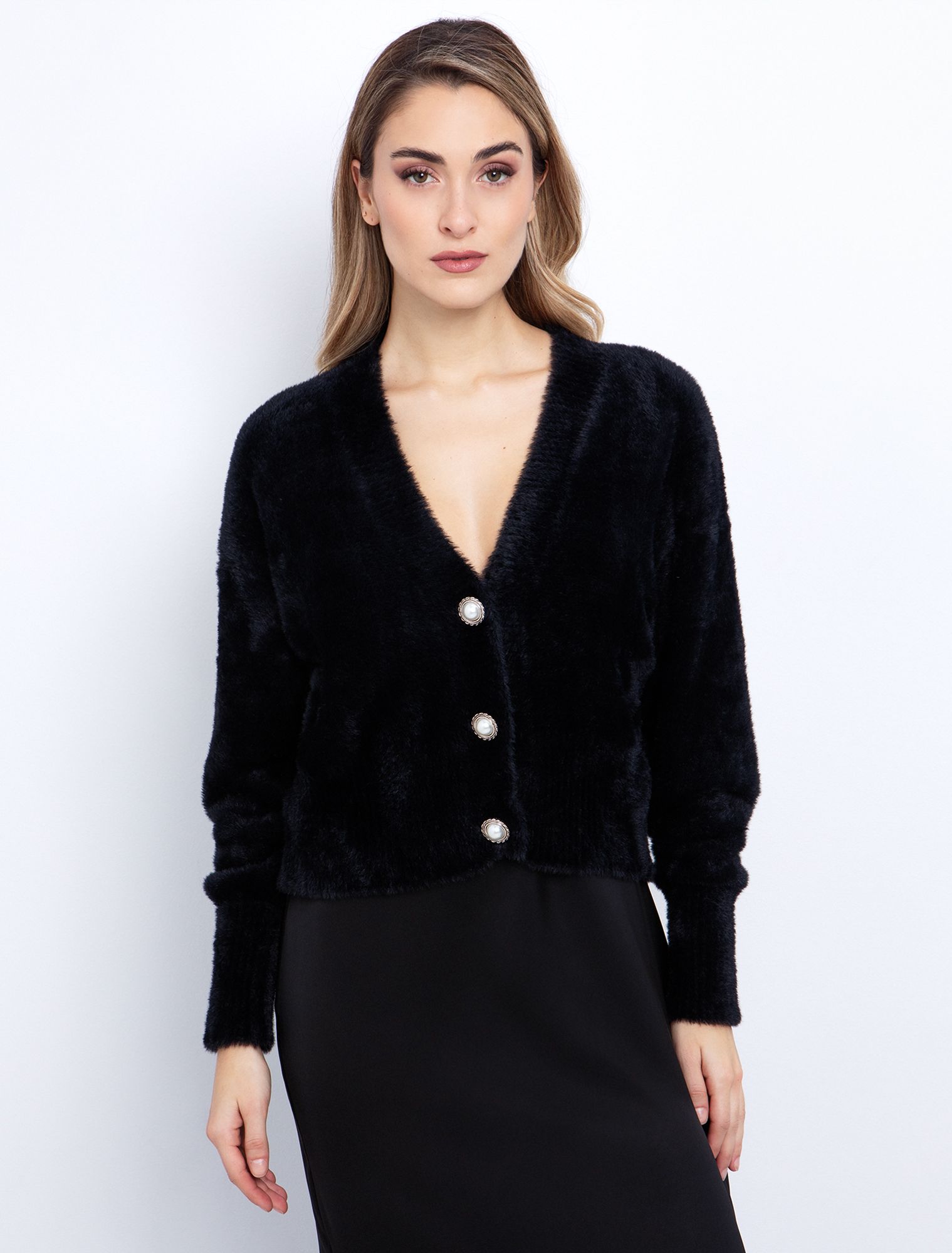 Fluffy ζακέτα με κουμπιά