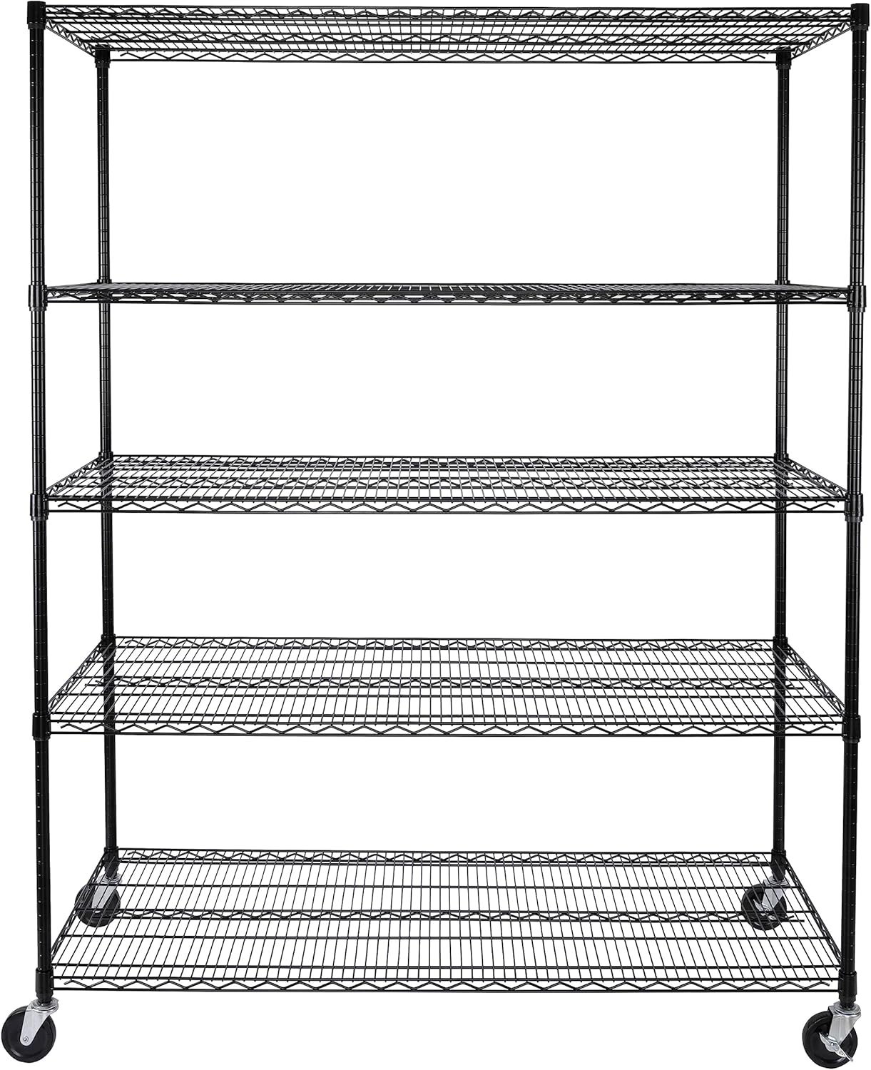 Seville Classics UltraDurable Heavy Duty NSF Solid Steel Wire Rack Storage Unit, Organizer for Garage, Warehouse, Office, Restaurant, Classroom, Kitchen, Black, 5-Tier Shelving, 60 W x 24 D