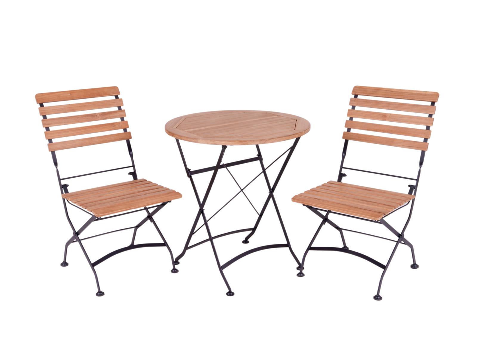 MaximaVida inklapbare ronde acacia bistroset Toscana 70 cm zwart - stoelen zonder armleuning