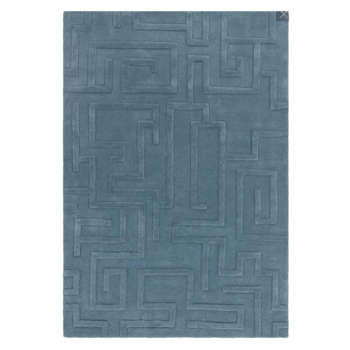 ZEMA - Tapis de salon en laine bleu 160x230 cm