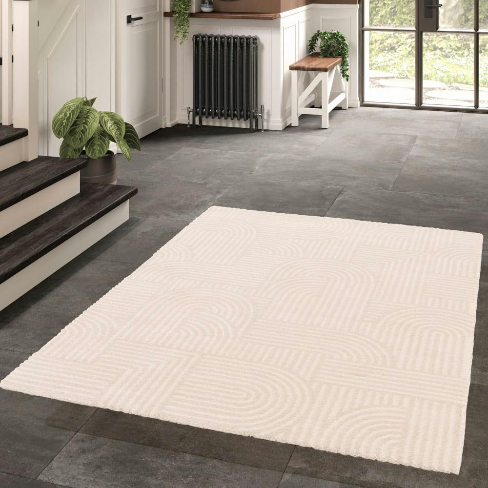 ELLIOT I - Tapis contemporain à motif géométrique ecru 160x230 cm