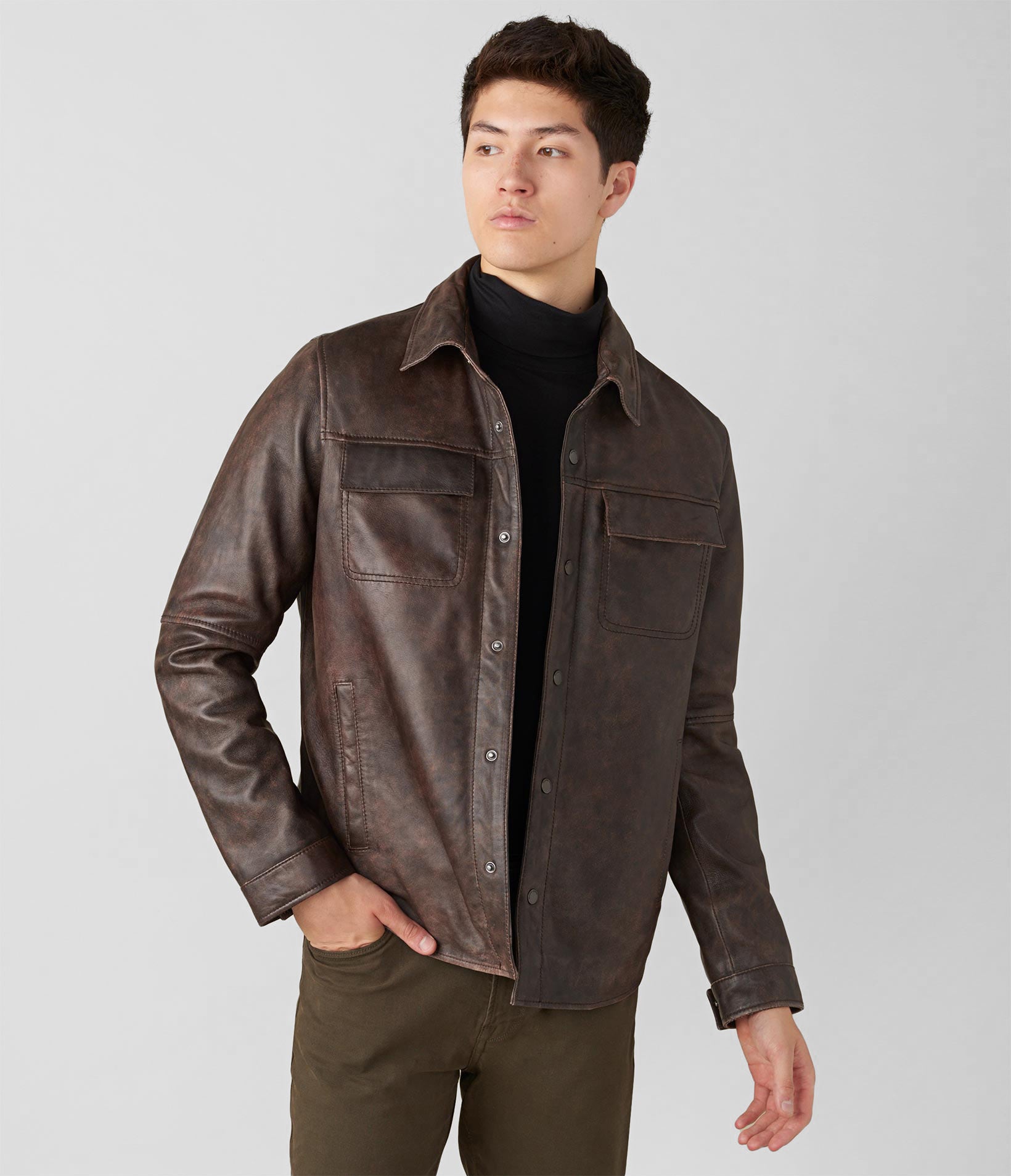 Nathan Genuine Leather Shirt Jacket