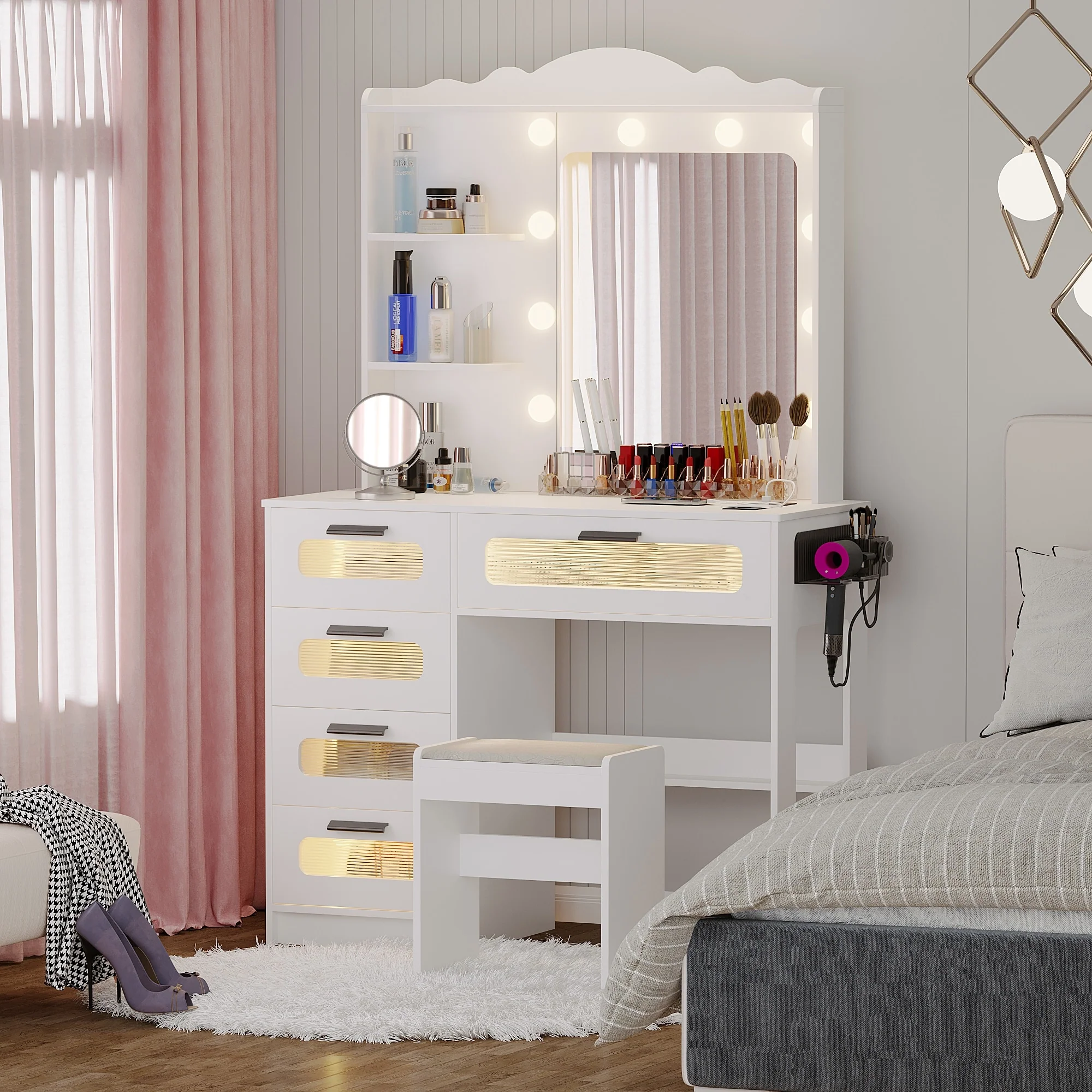 Makeup Vanity with 3 Lighting Colors