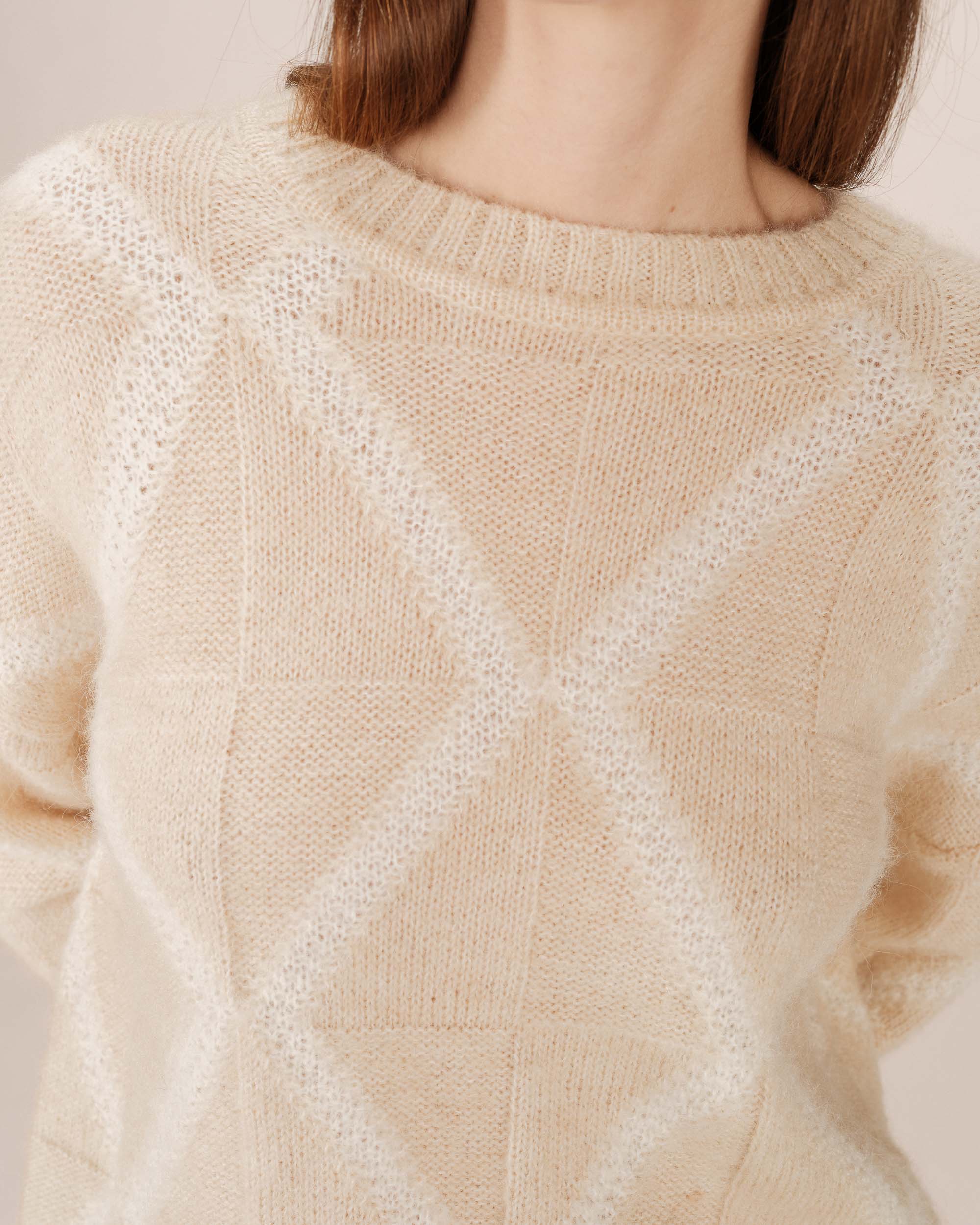 Pull à motif en laine vanille Salinger