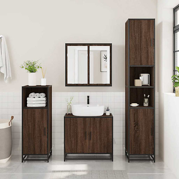 Armoire de lavabo de salle de bain chêne marron 65x33x60 cm vidaXL